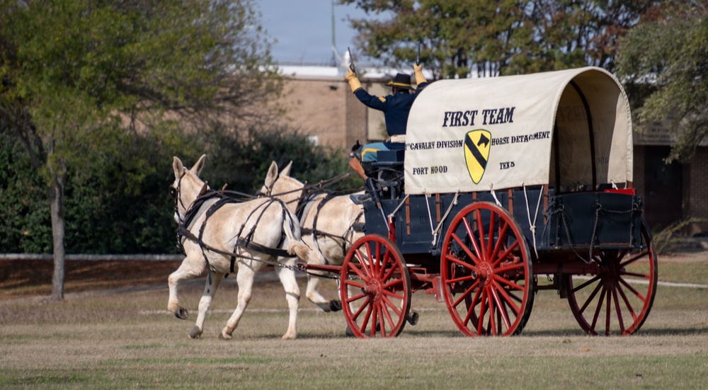 1st Cavalry Division Horse Cavalry Detachment performs ceremonial charge