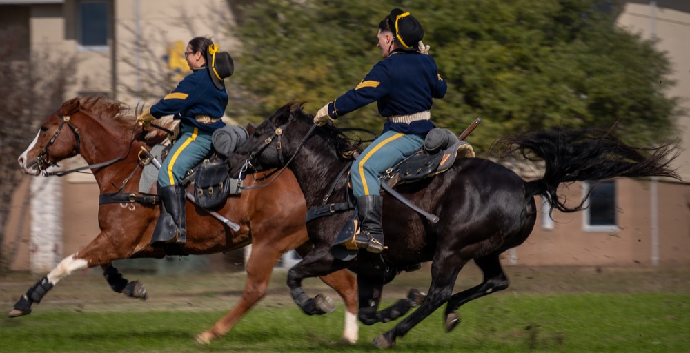 1st Cavalry Division Horse Cavalry Detachment performs ceremonial charge