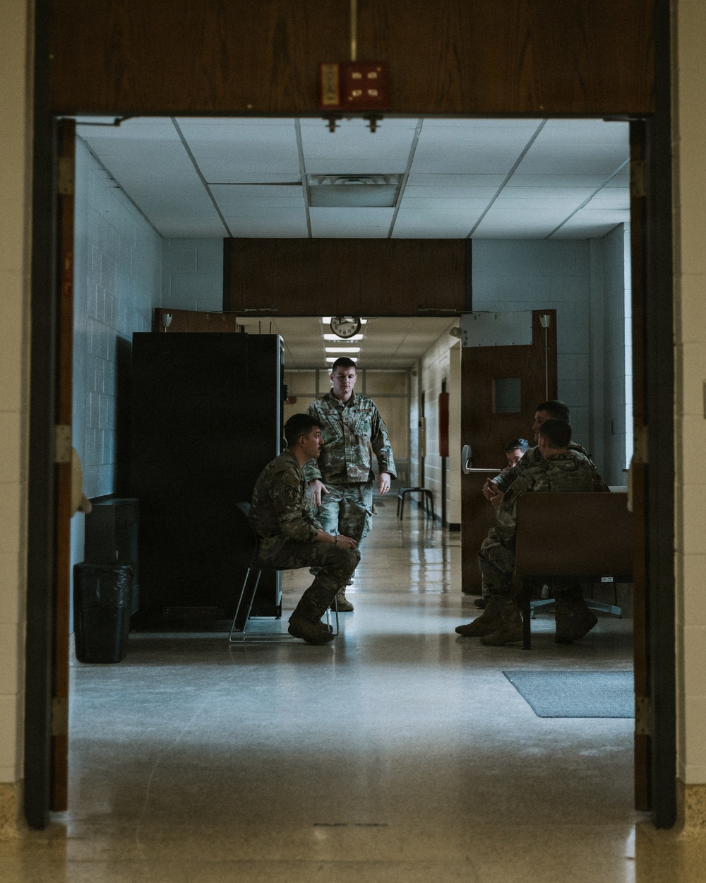 Airmen of the 139th Security Forces Squadron train with firearms simulator