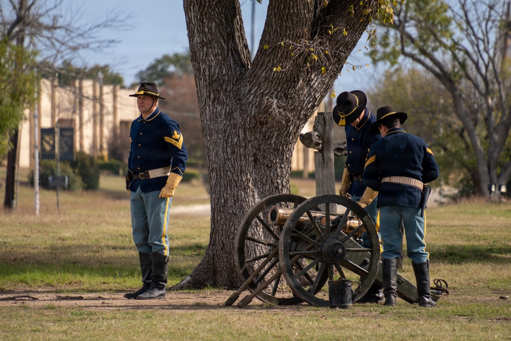 1st Cavalry Division Horse Detachment cannon crew demonstrates M1841 Light Mountain Howitzer during ceremony