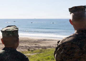 Distinguished visitors survey Steel Knight 25 operations