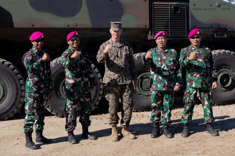 Distinguished visitors survey Steel Knight 25 operations