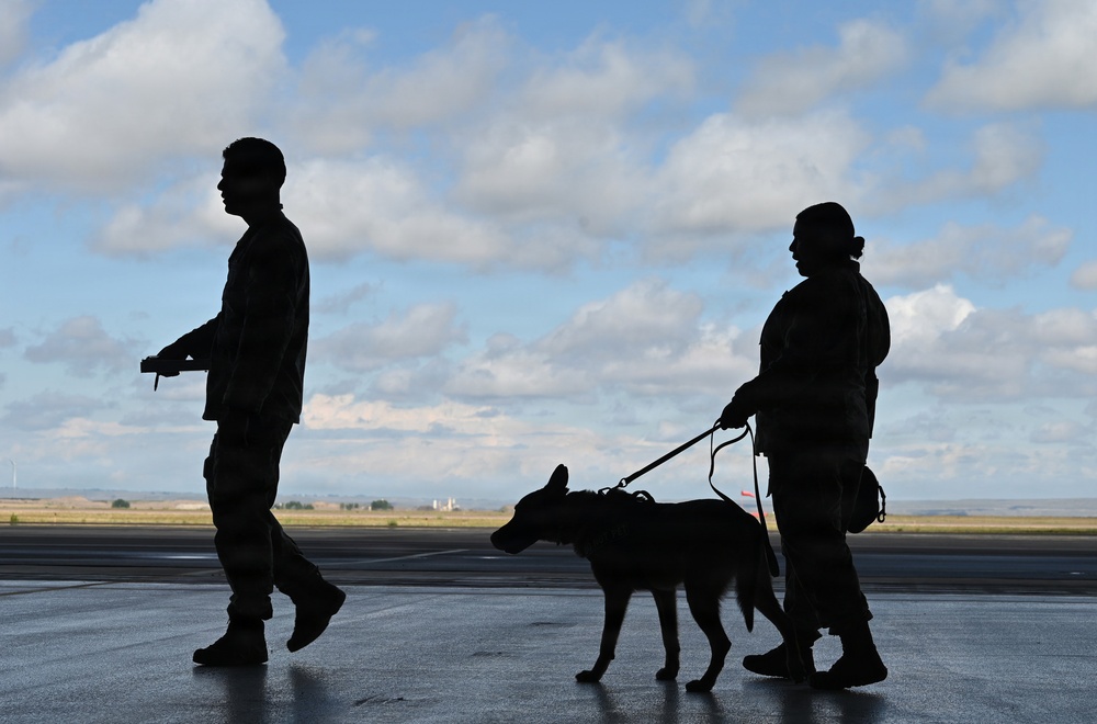 Military working dogs visit Montana Air National Guard Base