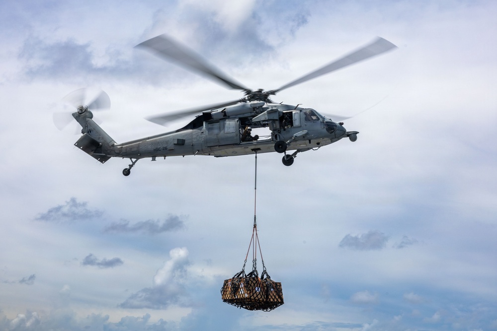 USS San Antonio (LPD 17) Conducts a Replenishment-at-Sea