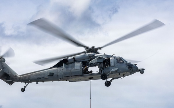 USS San Antonio (LPD 17) Conducts a Replenishment-at-Sea