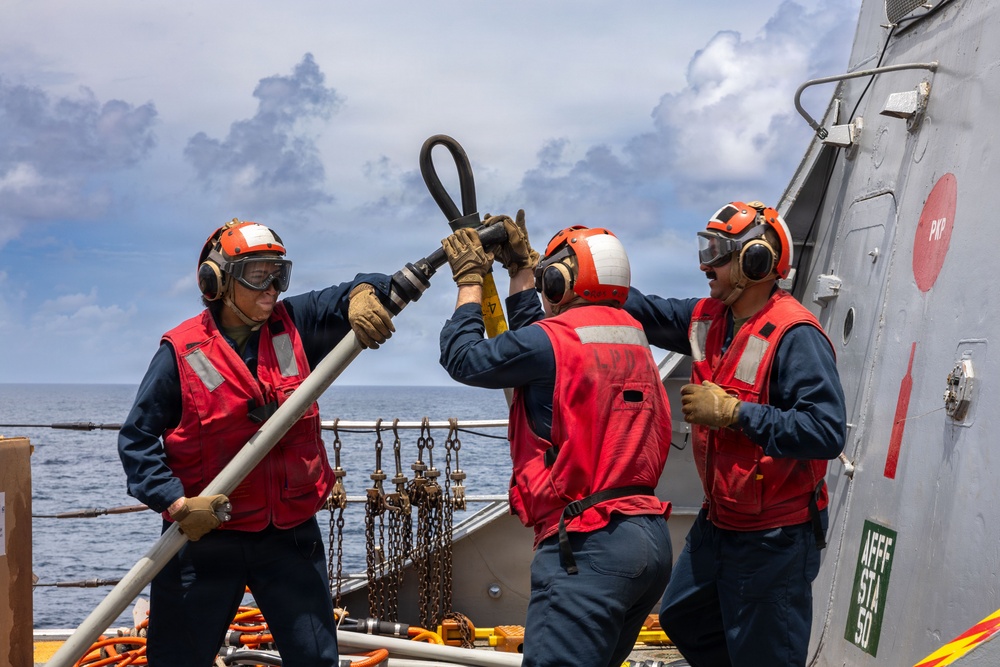 USS San Antonio Conducts a Replenishment-At-Sea
