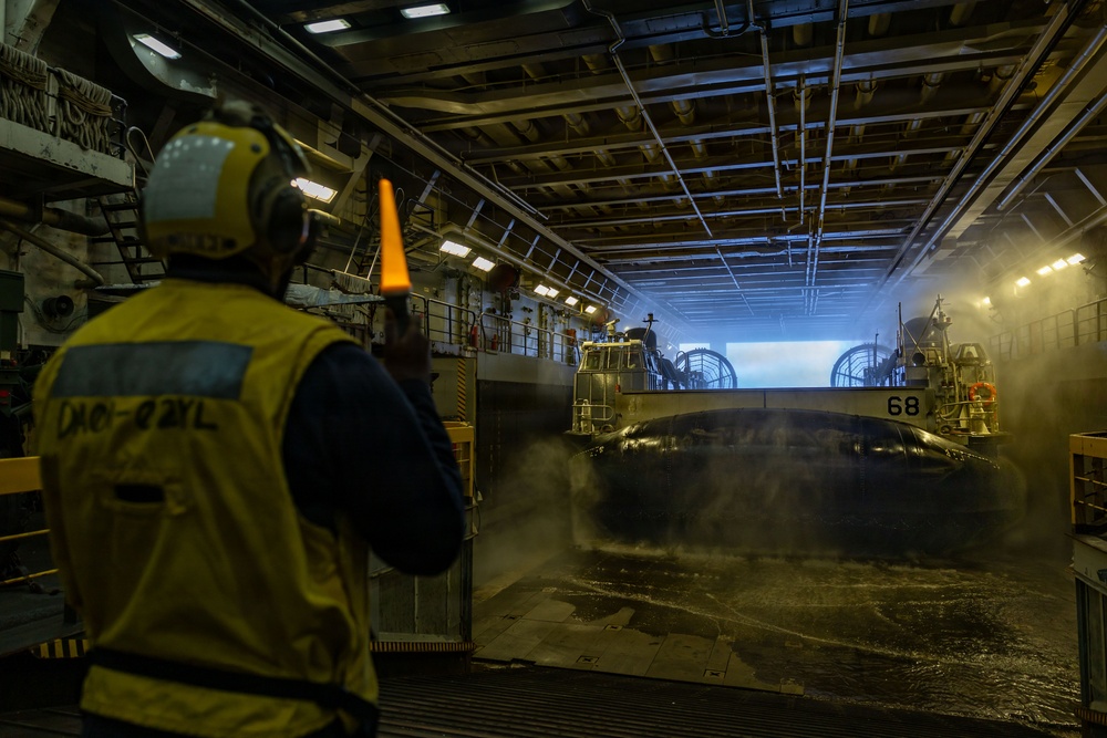 USS San Antonio (LPD 17) conduct amphibious operations in the well deck