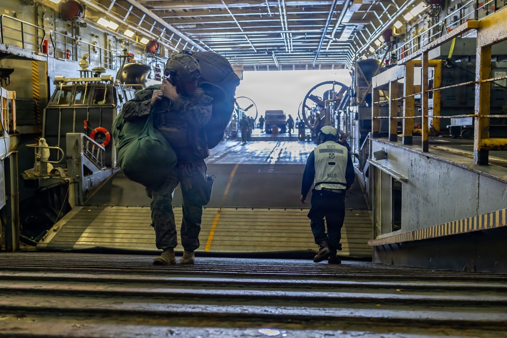 USS San Antonio (LPD 17) conduct amphibious operations in the well deck