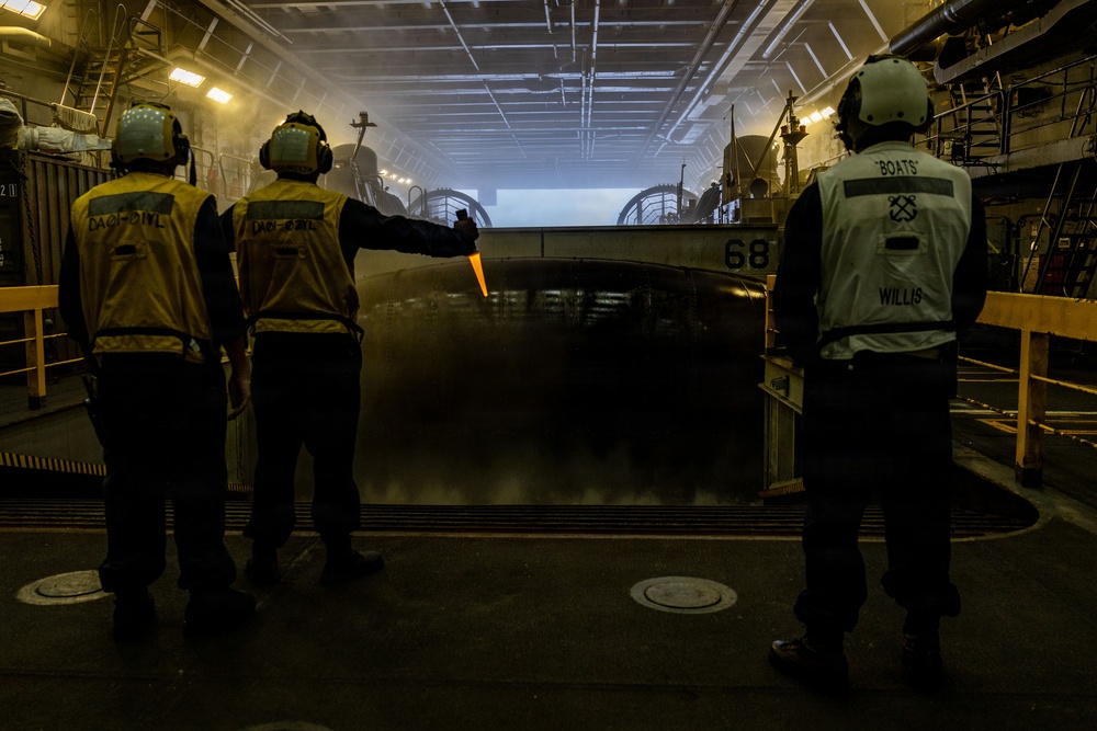 USS San Antonio (LPD 17) conduct amphibious operations in the well deck