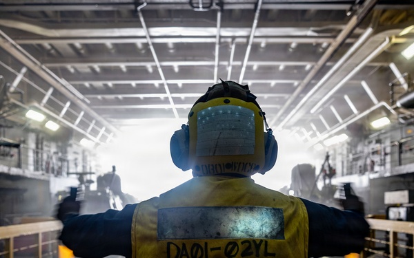 USS San Antonio (LPD 17) conduct amphibious operations and flight operations