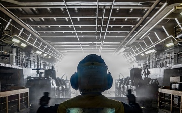 USS San Antonio (LPD 17) conduct amphibious operations and flight operations