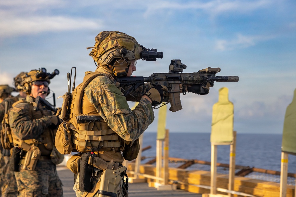 Marines conduct live-fire aboard USS San Antonio (LPD 17)