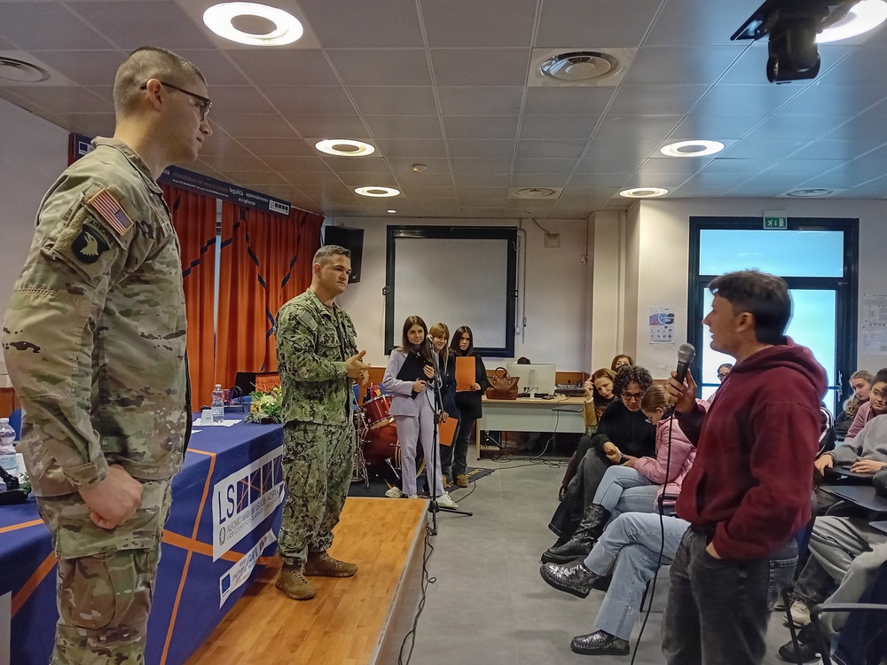 U.S. Navy Sailor and U.S. Army Soldier Foster Connections with Italian High Schoolers Through Culture Exchange