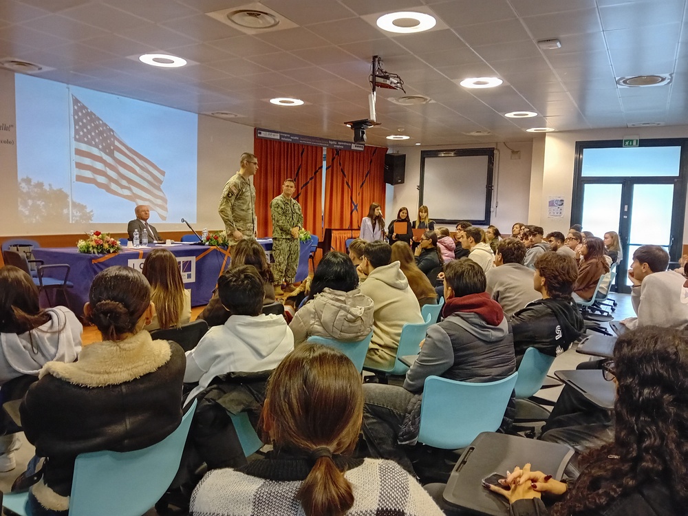 U.S. Navy Sailor and U.S. Army Soldier Foster Connections with Italian High Schoolers Through Culture Exchange