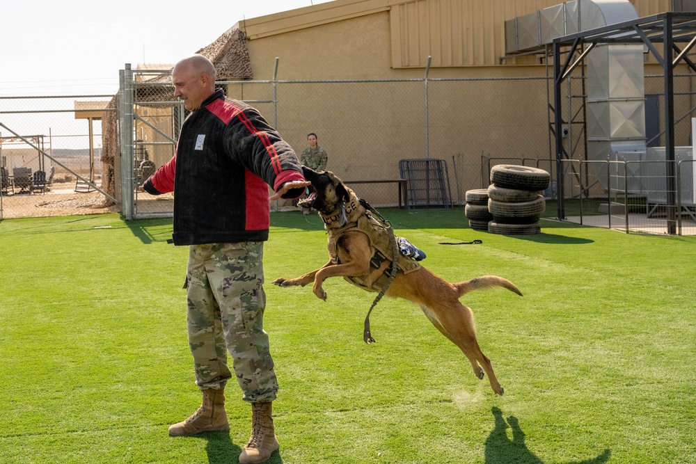 332nd EABG leadership tours K-9 facilities
