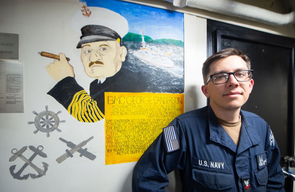 USS San Diego (LPD 22) Sailor Showcases Navy Heritage with Murals