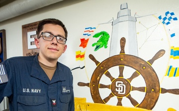 USS San Diego (LPD 22) Sailor Showcases Navy Heritage with Murals