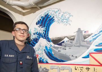 USS San Diego (LPD 22) Sailor Showcases Navy Heritage with Murals