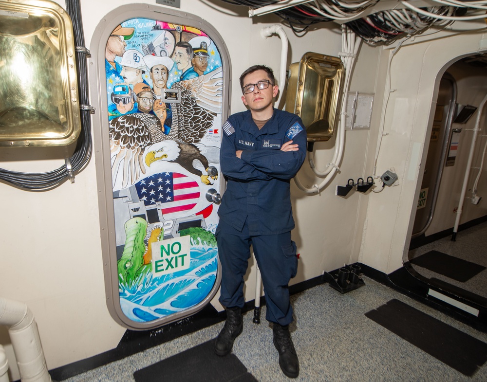 USS San Diego (LPD 22) Sailor Showcases Navy Heritage with Murals