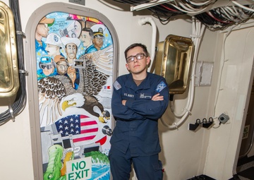 USS San Diego (LPD 22) Sailor Showcases Navy Heritage with Murals