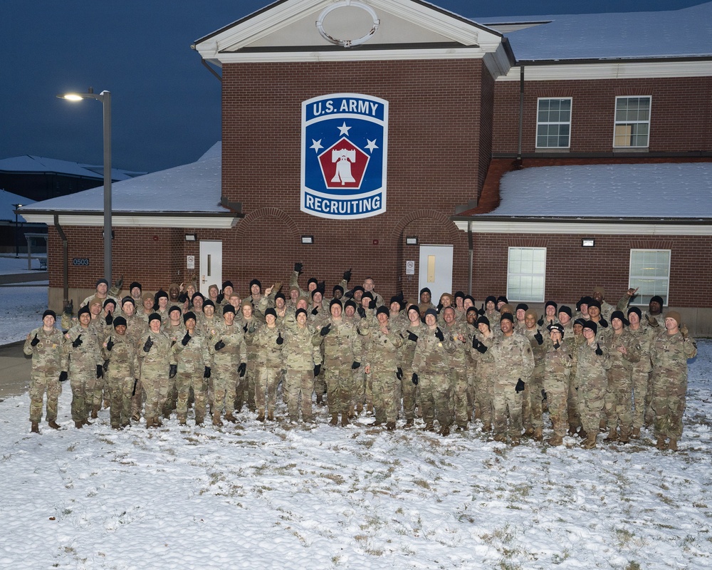 Group in front of new USAREC 3-star Command HQ