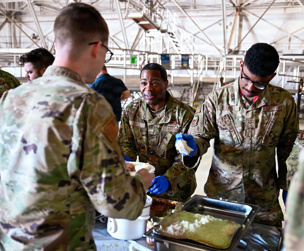 552nd Maintenance Group Thanksgiving potluck at Dock 2