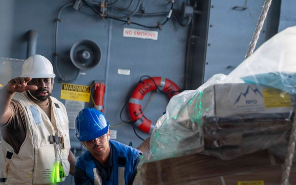USS Tripoli Conducts Replenishment-At-Sea with USS Tippecanoe