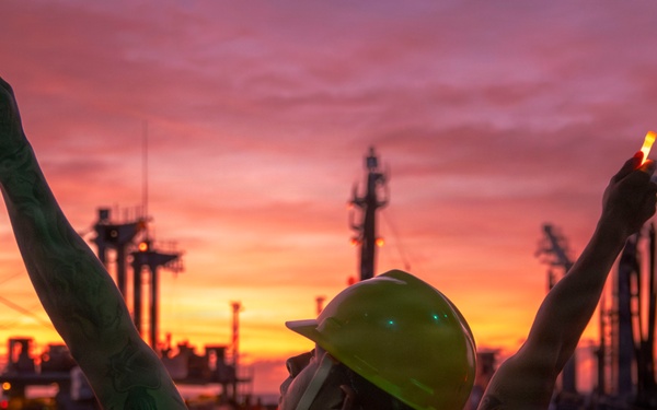 USS Tripoli Conducts Replenishment-At-Sea with USS Tippecanoe