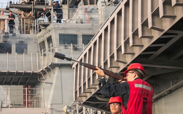 USS Tripoli Conducts Replenishment-At-Sea with USS Tippecanoe