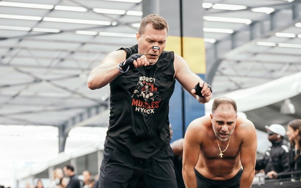 Petrusevic performing Burpee Broad Jumps