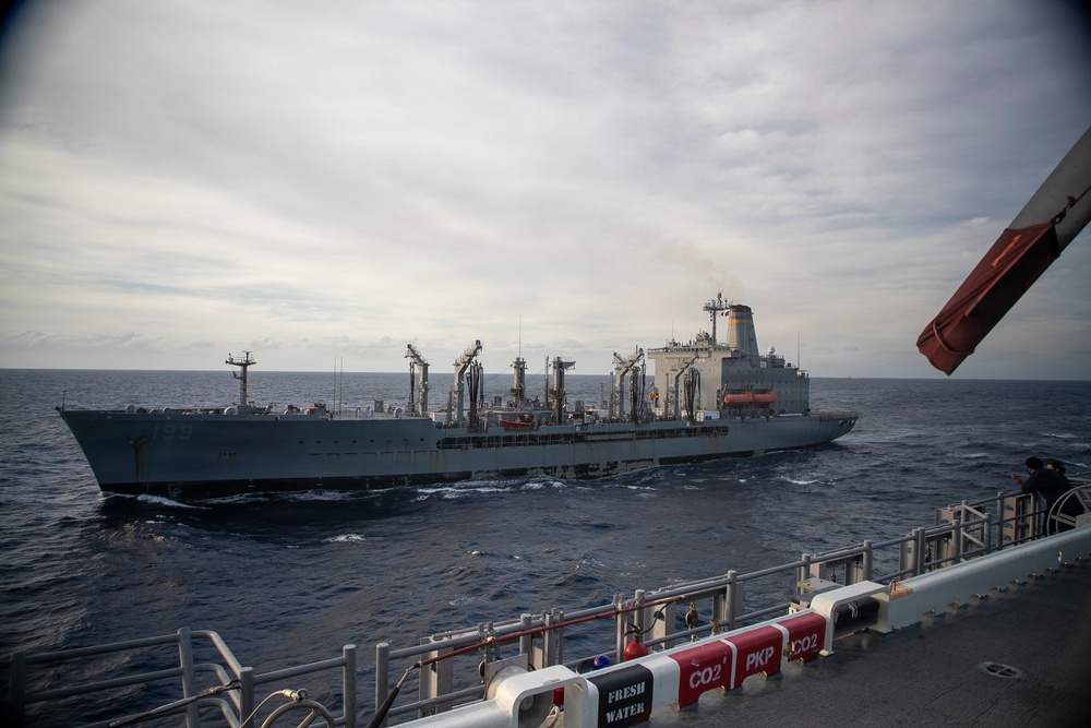 USS Tripoli Conducts Replenishment-At-Sea with USS Tippecanoe