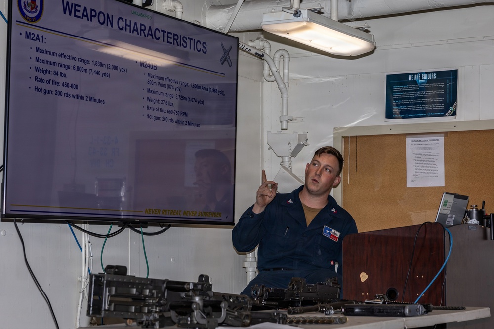 USS San Antonio Conducts M2A1 .50 Caliber Training