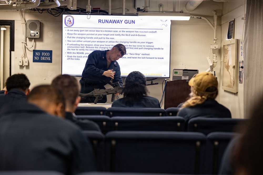 USS San Antonio Conducts M2A1 .50 Caliber Training