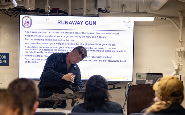 USS San Antonio Conducts M2A1 .50 Caliber Training
