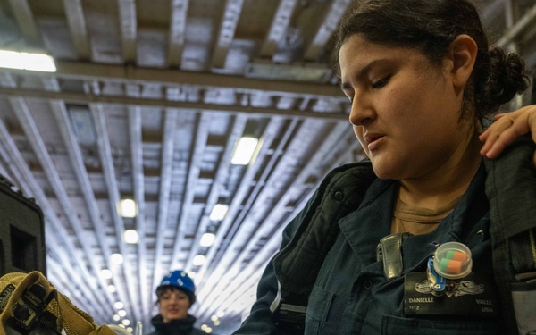 USS America (LHA 6) Conducts a Damage Control Inspection Drill