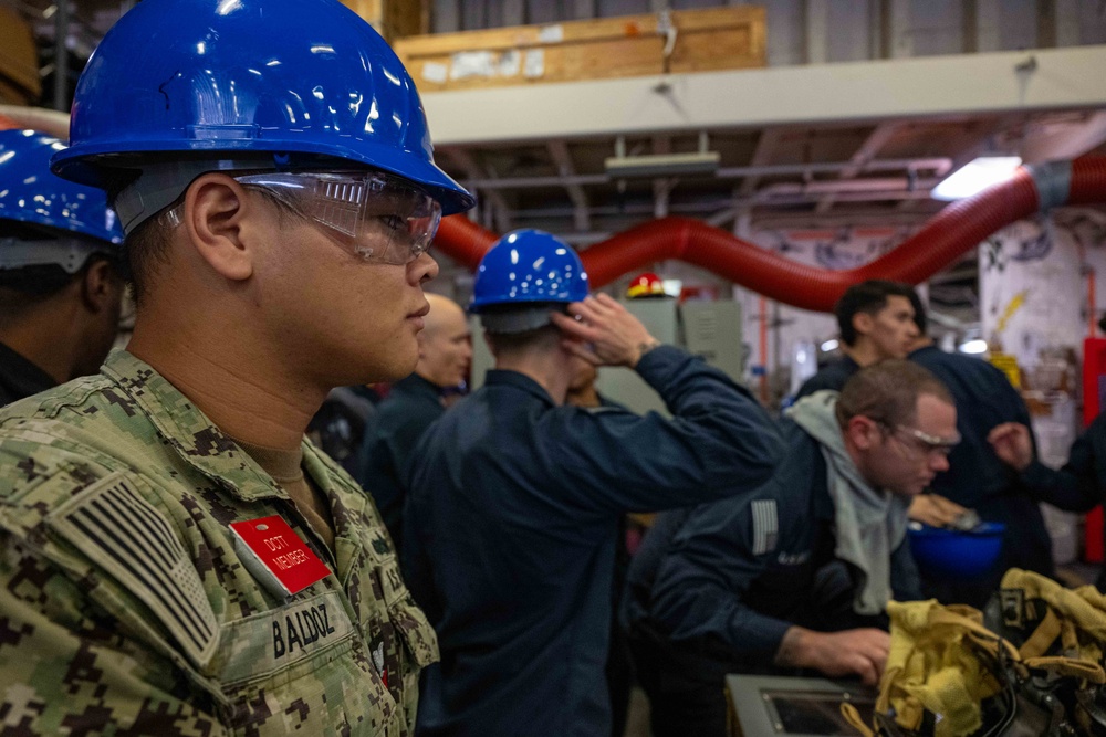 USS America (LHA 6) Conducts a Damage Control Inspection Drill