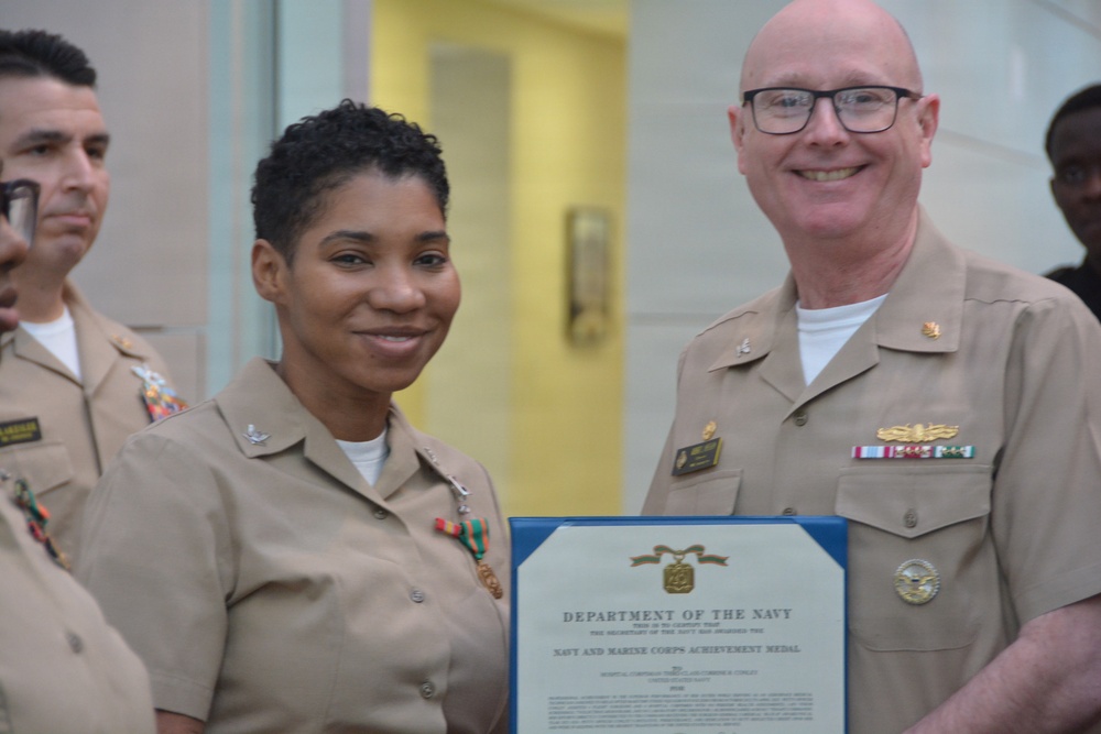 Hospital Corpsman 3rd Class Conley Receives Navy and Marine Corps Achievement Medal
