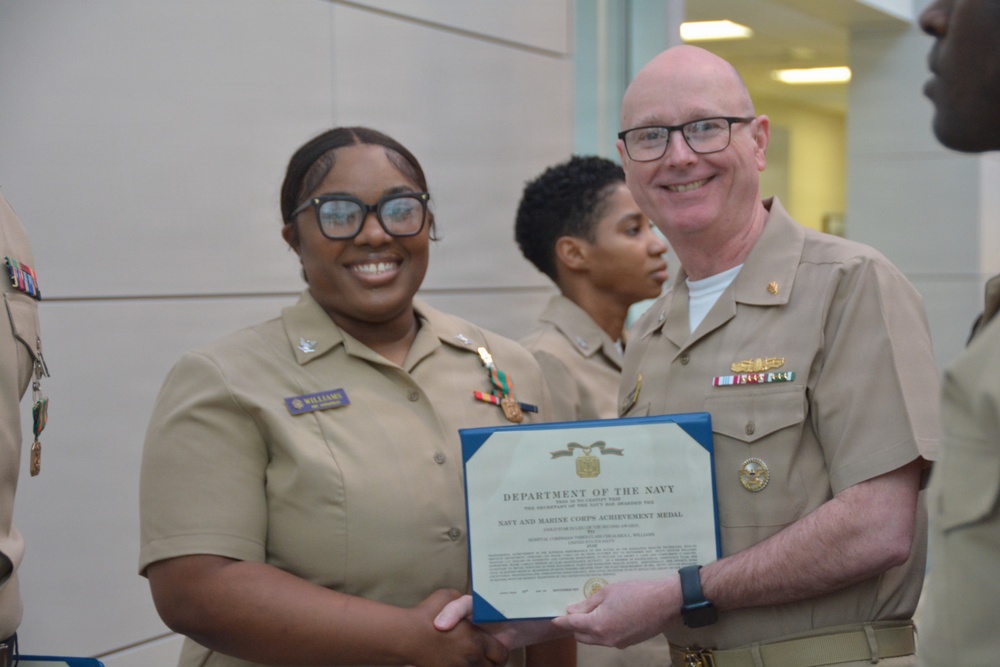 Hospital Corpsman 3rd Class Chelsea Williams Receives Navy and Marine Corps Achievement Medal