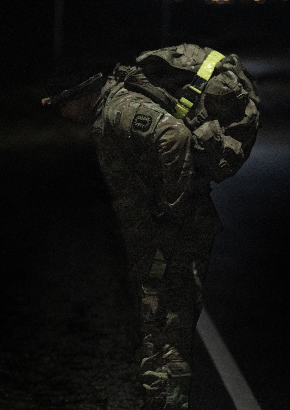 SPC Will Kavanaugh begins the 18.64 mile Norwegian foot march.