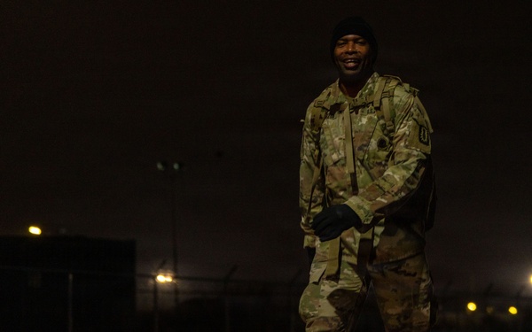 SFC joshua Muzzon sets out for the Norwegian foot march