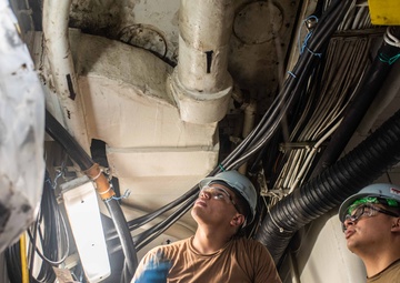 Ronald Reagan Sailors Work Hard During Maintenance Period
