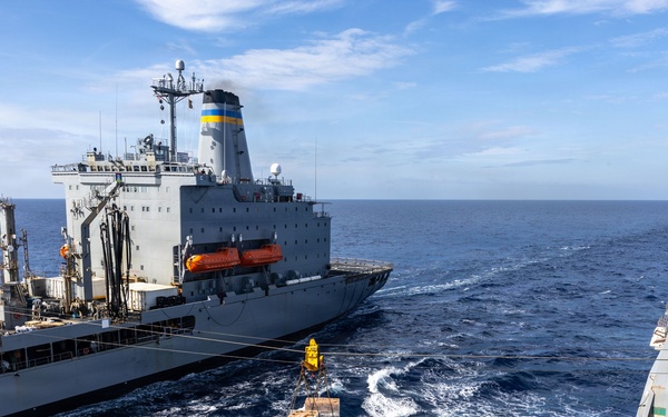 USS San Antonio Conducts a Replenishment-At-Sea