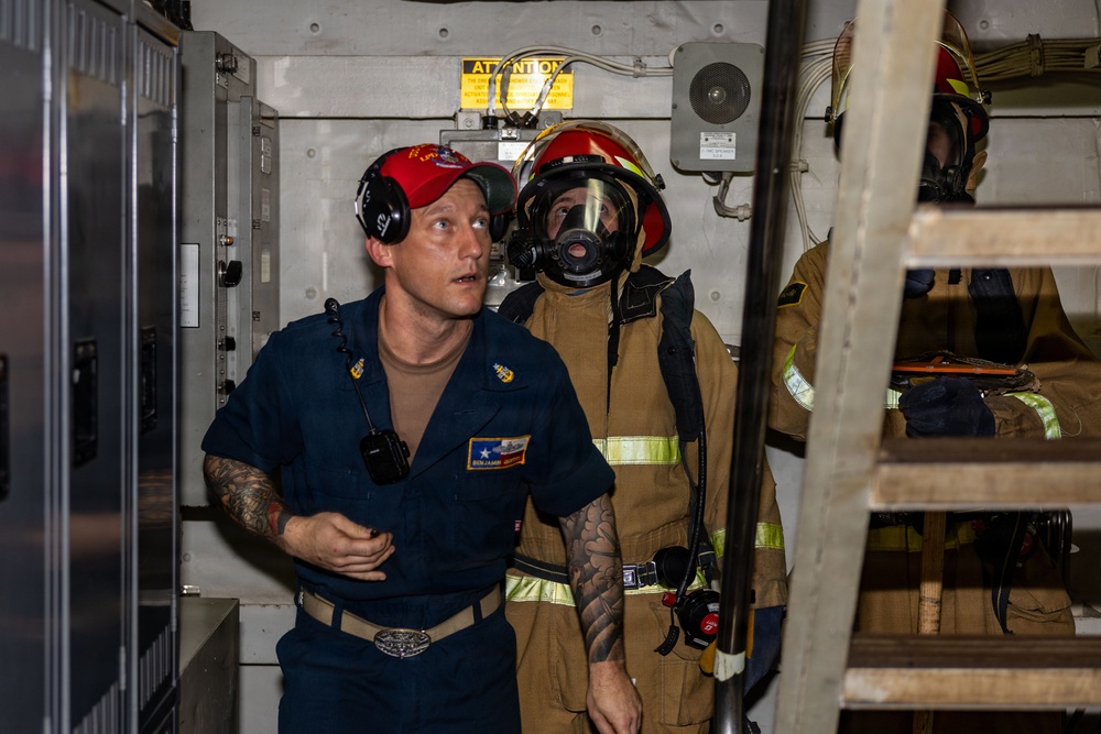 USS San Antonio Conducts Damage Control Training