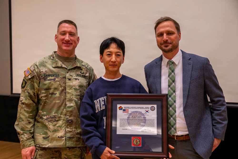 Members of the MSC-K were recognized for their exceptional service and invaluable support during the Task Force Korea Enduring Equipment Set (KEES) redistribution mission on Dec. 4.