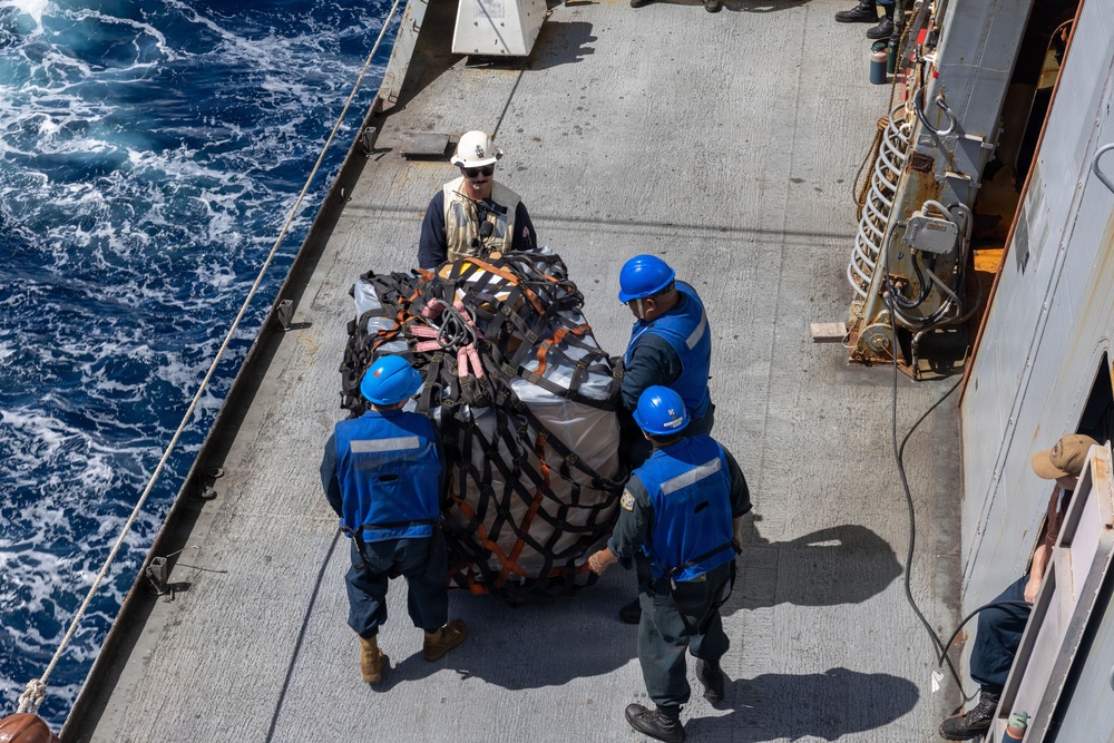 USS San Antonio Conducts a Replenishment-At-Sea