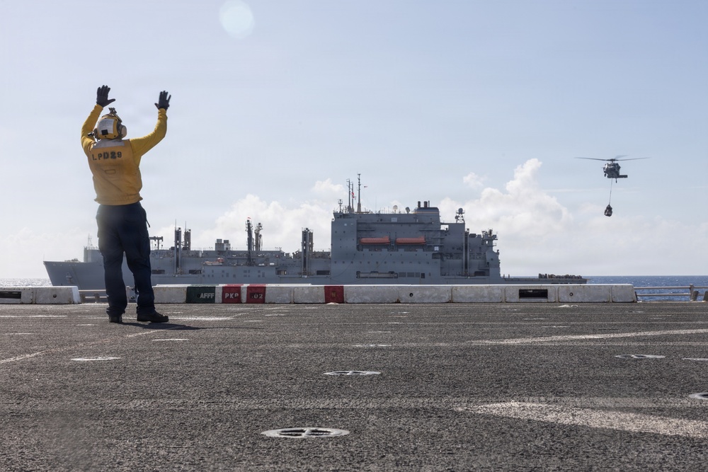 22nd MEU(SOC) | San Antonio Conducts Replenishment-at-sea