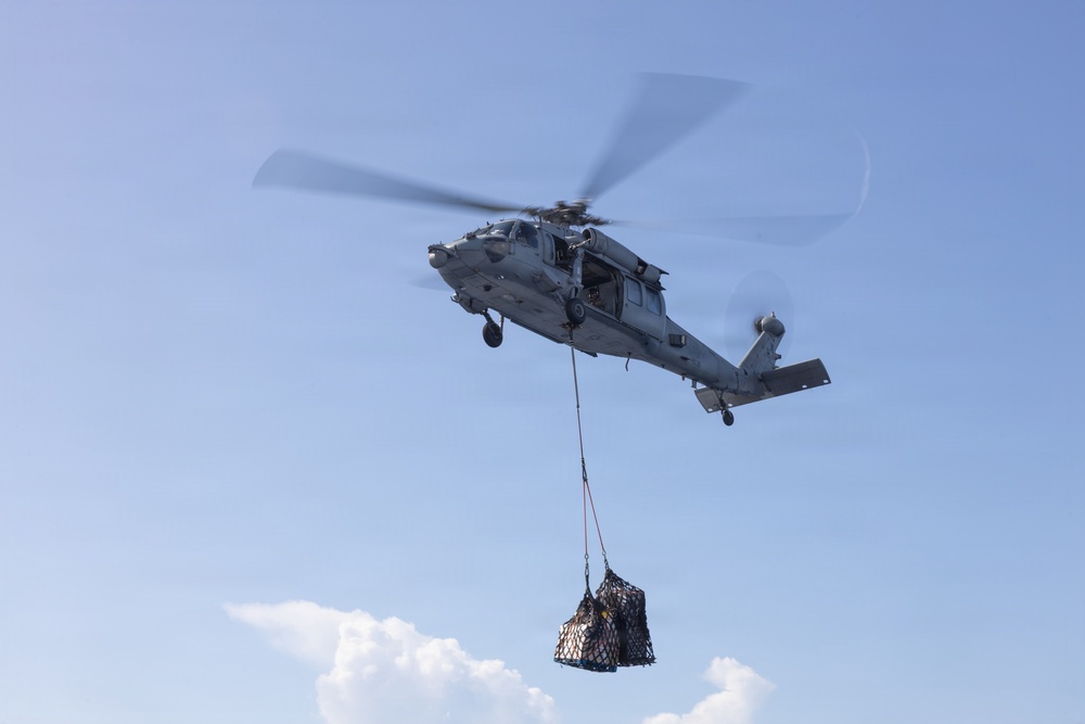 22nd MEU(SOC) | San Antonio Conducts Replenishment-at-sea