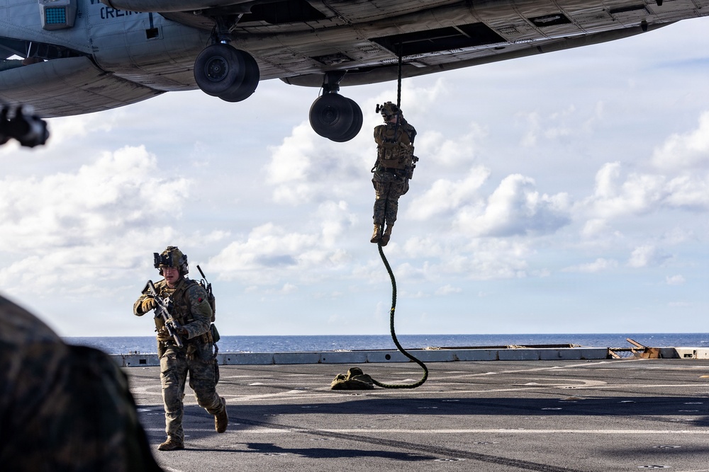 USS San Antonio Conducts Fast Rope Training Evolution