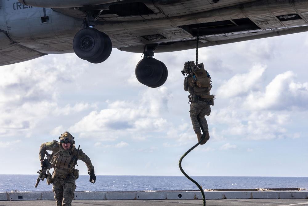 USS San Antonio Conducts Fast Rope Training Evolution