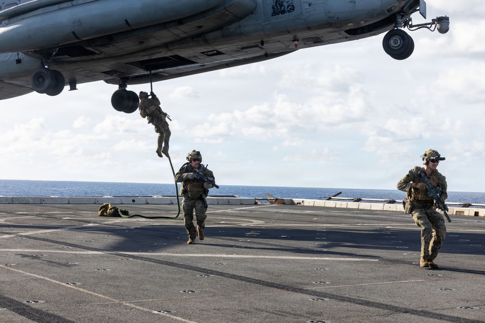 USS San Antonio Conducts Fast Rope Training Evolution